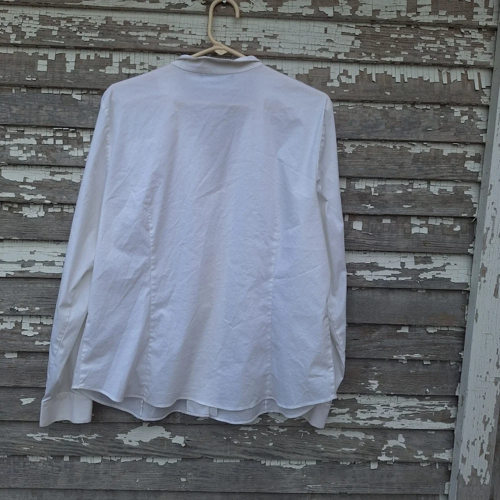 Lafayette 148 New York White Button-Down Shirt Size 16 - Picture 4 of 6